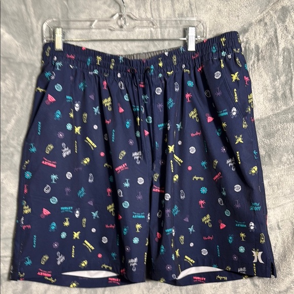 NWT Hurley swim trunks men’s Navy Graphic Swim Shorts new XXL volley swim shorts - Picture 1 of 10